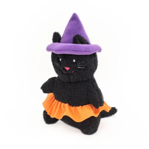 Zippy Paws Holiday Cheeky Chumz Plush Dog Toy - Halloween Witch Cat main image