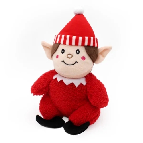 Zippy Paws Holiday Cheeky Chumz Plush Dog Toy - Christmas Red Elf main image