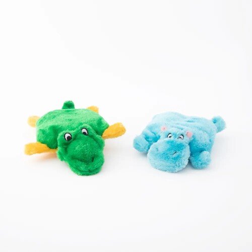 Zippy Paws Squeakie Pads Blaster Squeaker Dog Toy - 2-Pack Hippo & Alligator main image