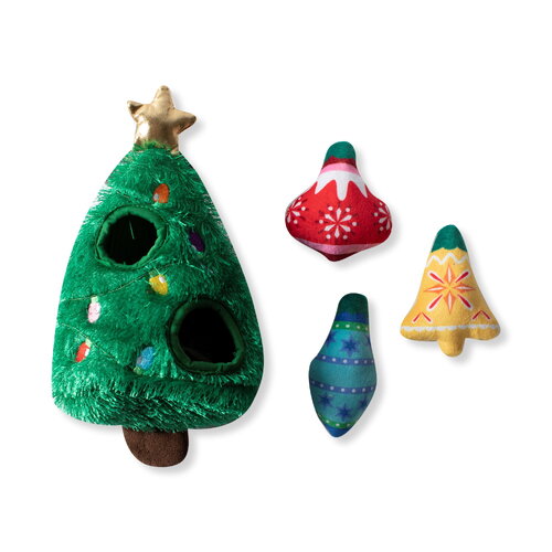 Fringe Studio Christmas Tree Burrow Dog Toy - Ready Set Glow! + 3 Toys main image